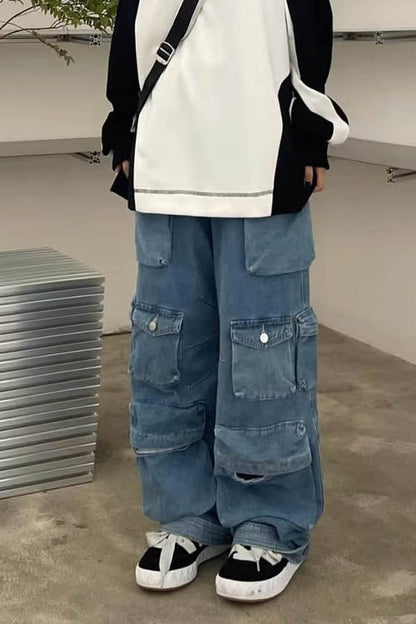 Vaqueros con cremallera y lavado claro