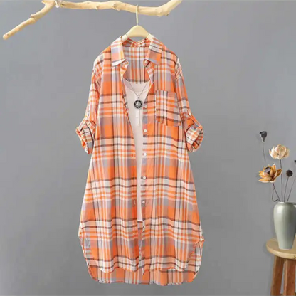 Blusa de franela a cuadros de moda para mujer | Ideal para primavera/verano