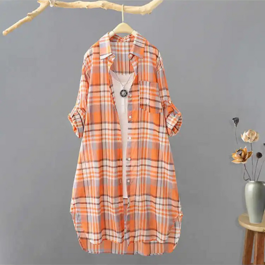Blusa de franela a cuadros de moda para mujer | Ideal para primavera/verano