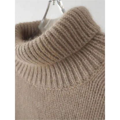Jersey holgado de cuello alto para mujer con dobladillo y puños acanalados | Ideal para otoño/invierno
