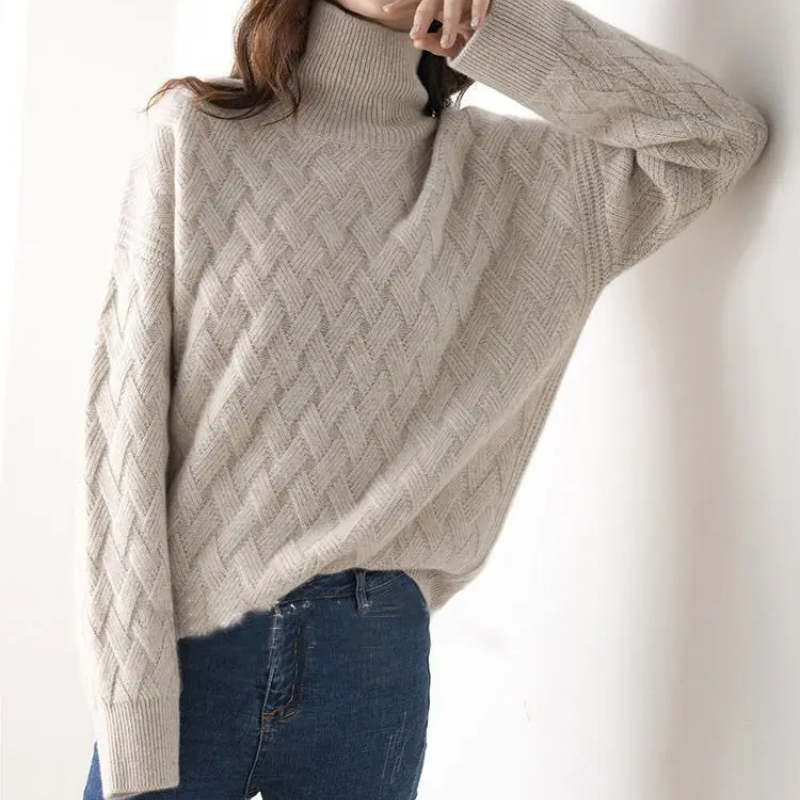 Jersey de punto grueso y moderno para mujer con estampado en zigzag | Ideal para otoño/invierno