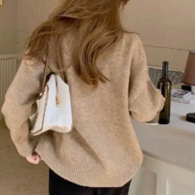 Jersey de punto holgado y suave con cuello alto para mujer | Ideal para otoño/invierno