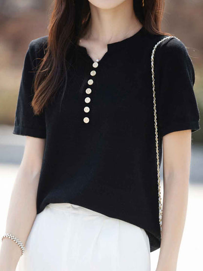 Julia Crew Neck Solid Color Knitted Top-Yellow