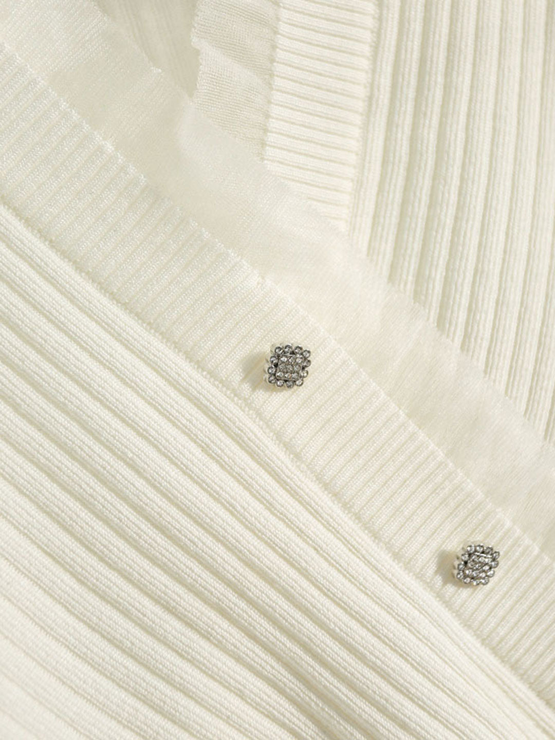 Sydney Elegant V-neck Drawstring Knitted Top-White