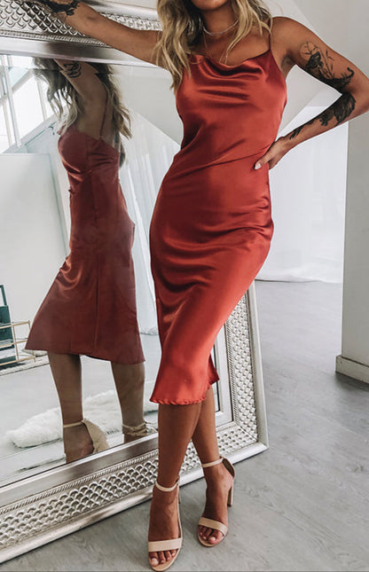 Vicenza Slip Midi Dress Rust
