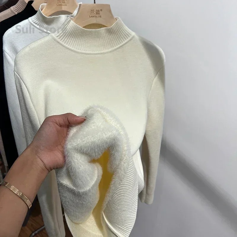 Jersey de cuello alto de polar suave para mujer | Ideal para otoño/invierno