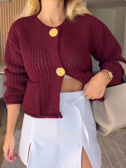 Klaira Button-Front Knit Cardigan
