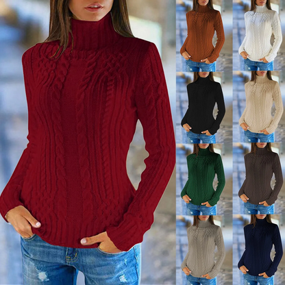 Jersey de cuello alto de punto trenzado suave para mujer | Ideal para otoño/invierno