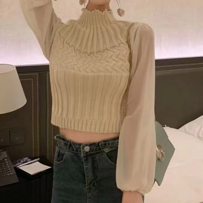 Chaleco de punto moderno para mujer con mangas transparentes | Ideal para otoño/invierno