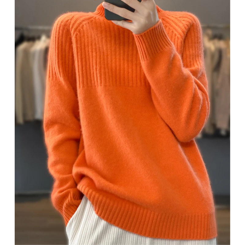 Suéter de cuello alto acanalado para mujer | Ideal para otoño/invierno