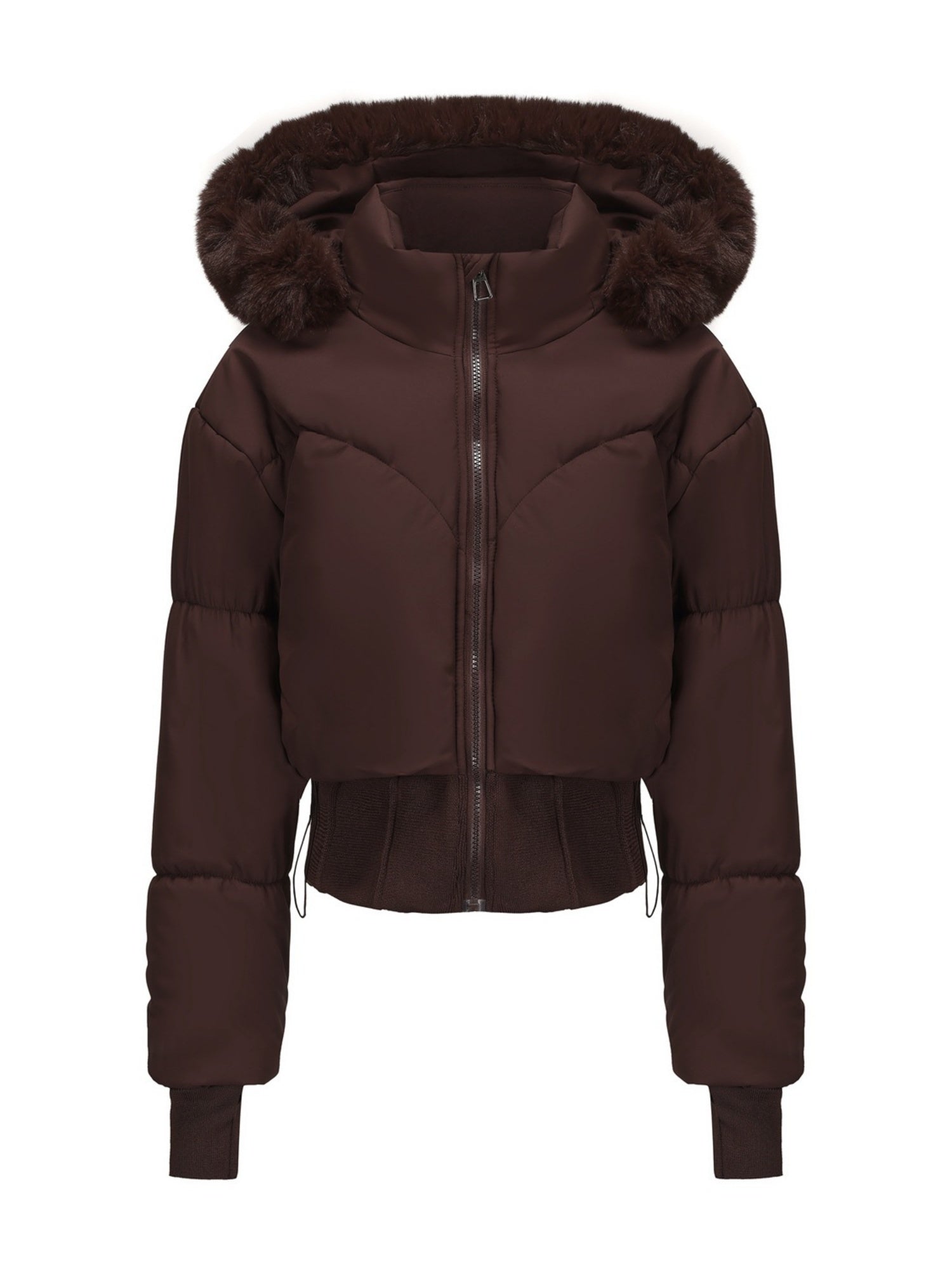 Large Fur Collar Hooded Pockets Short Waist Down Jacket