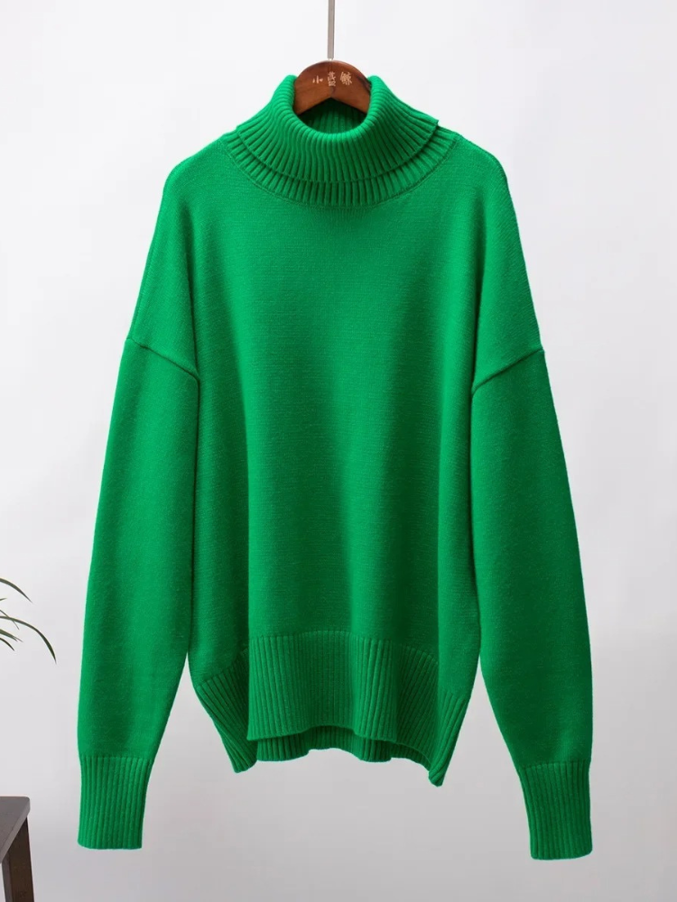 Jersey de cuello alto transpirable de gran tamaño para mujer | Ideal para otoño/invierno