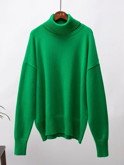 Jersey de cuello alto transpirable de gran tamaño para mujer | Ideal para otoño/invierno