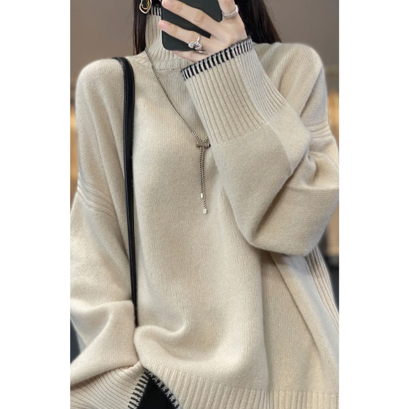 Jersey de punto suave y holgado para mujer, fácil de usar | Ideal para otoño/invierno