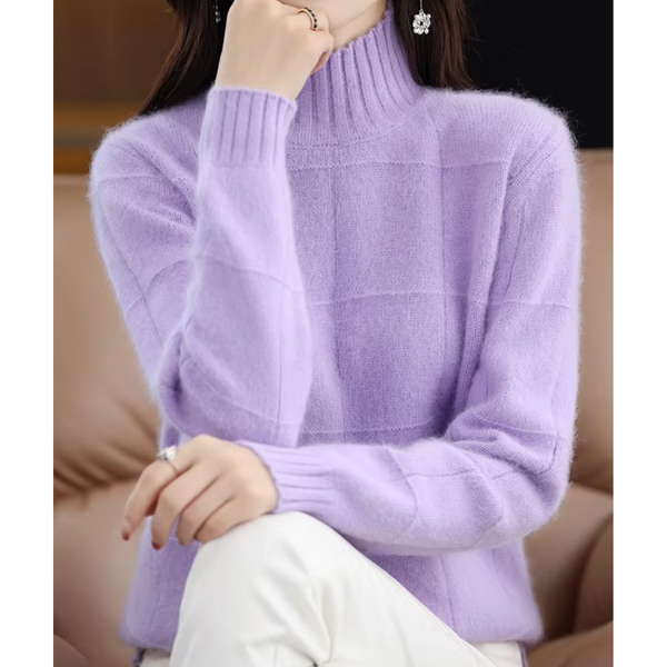 Jersey de cuello alto de punto trenzado holgado para mujer | Ideal para otoño/invierno