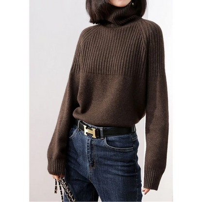 Jersey informal de cuello alto para mujer con estampado texturizado | Ideal para otoño/invierno