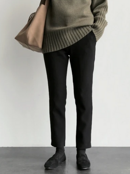 Jersey de cuello alto acanalado extragrande para mujer | Ideal para otoño/invierno