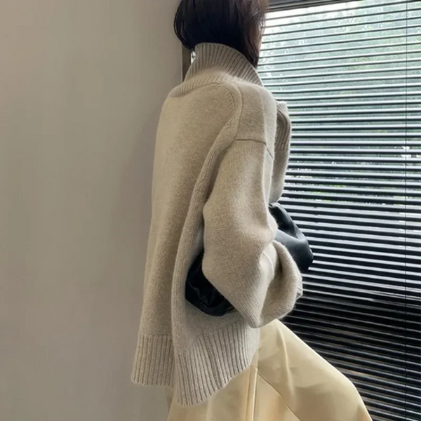 Jersey de cuello alto de punto extragrande para mujer | Ideal para otoño/invierno