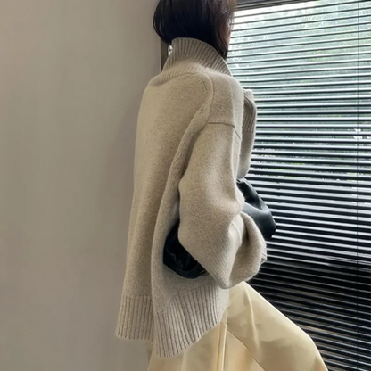 Jersey de cuello alto de punto extragrande para mujer | Ideal para otoño/invierno