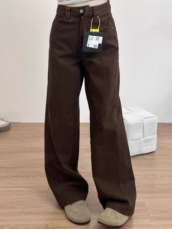 Melard Brown Curved Knife Boyfriend Jeans
