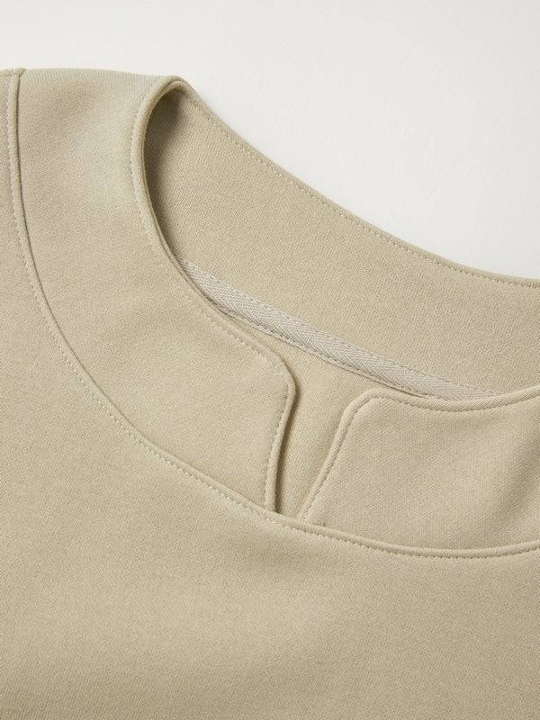 Solid Color V Neck Label Decor Oversized Hoodie