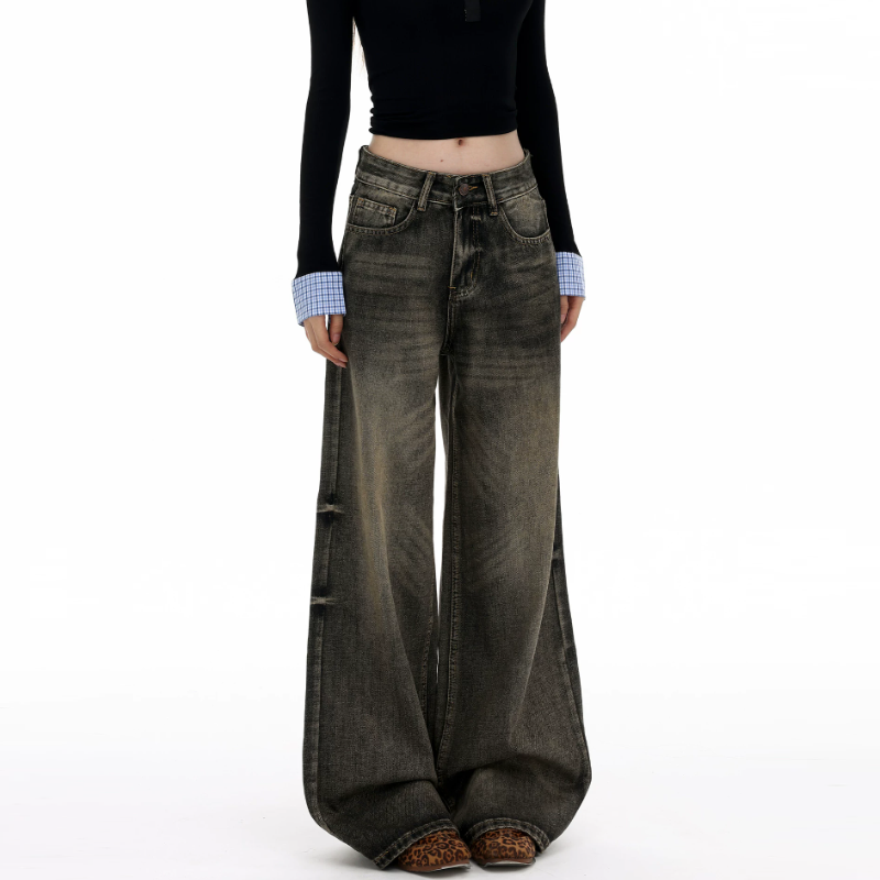 Pocket zip-up button low rise straight leg | Baggy Low Rise Jeans  | Festival Outfits Women