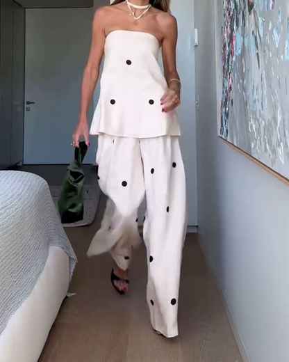 Tube Top Casual Loose Pants Set