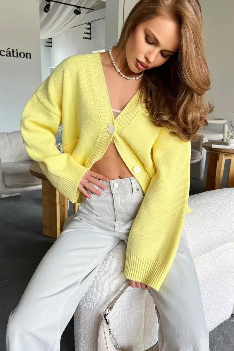 Loose Fit V Neck Cardigan Sweater