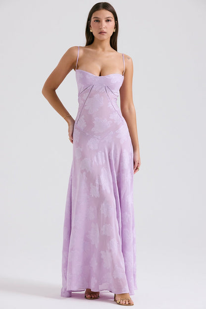 Dainty Lace Spaghetti Strap Tie Waist  Prom Dress