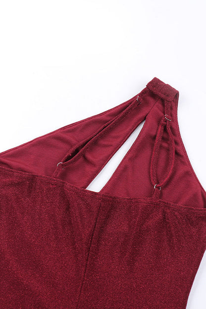 One-Shoulder Cutout Split Bodycon Party Dress