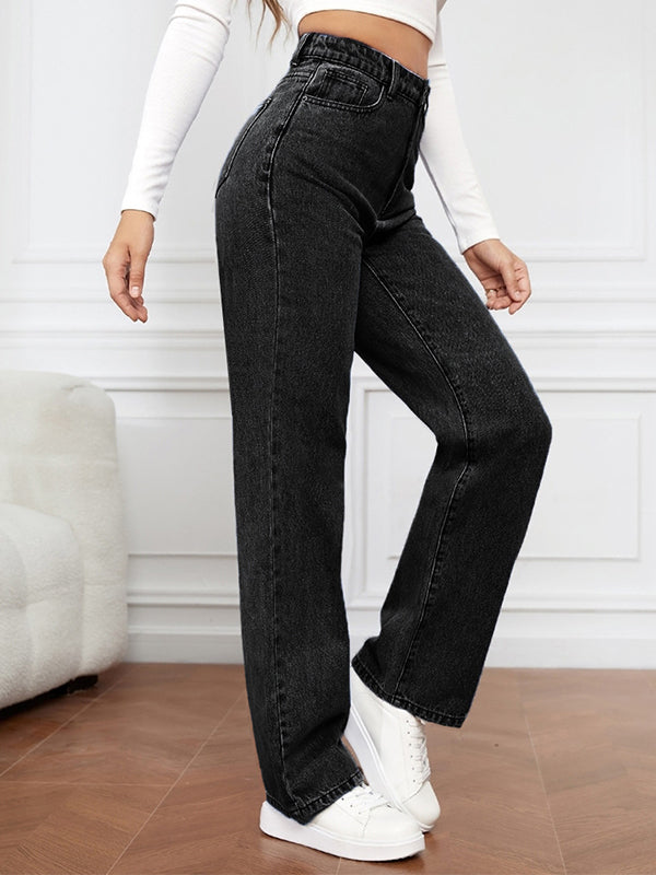 Stretch Washed Fashionable Straight Leg Boyfriend Jeans