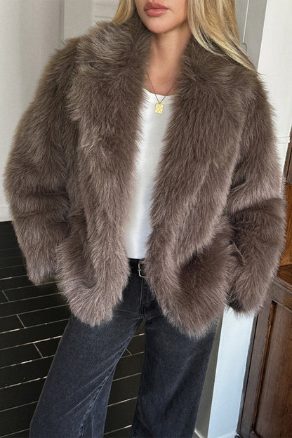 Soft Plush Casual Long Sleeve Coat