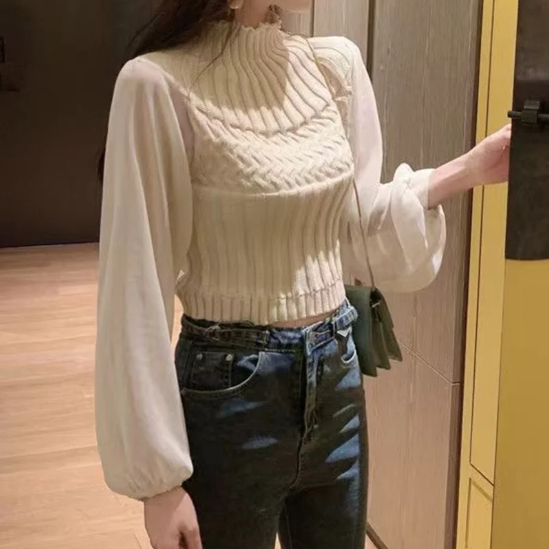 Chaleco de punto moderno para mujer con mangas transparentes | Ideal para otoño/invierno
