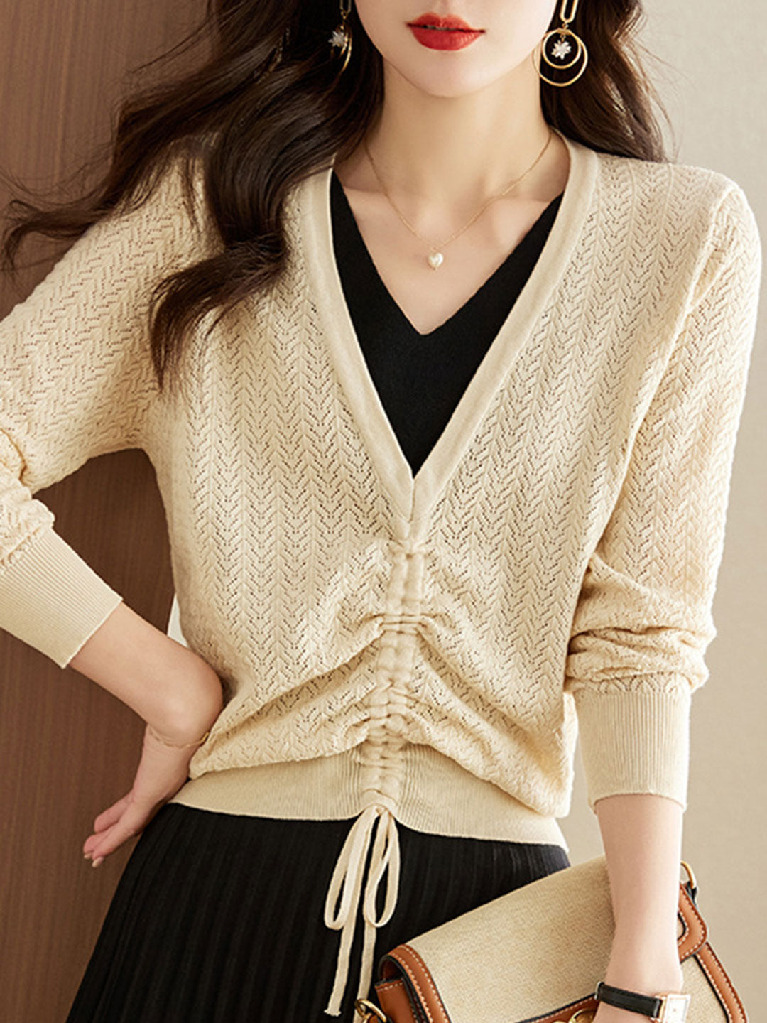 Paige Elegant Hollow Fake Two-piece Knitted Top