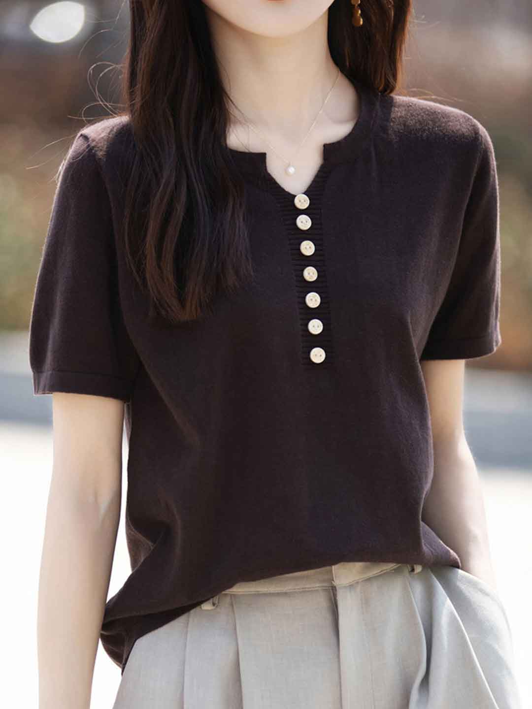 Julia Crew Neck Solid Color Knitted Top-Yellow