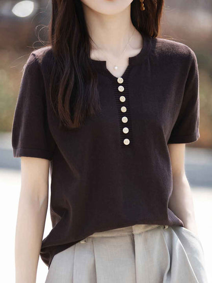 Julia Crew Neck Solid Color Knitted Top-Yellow