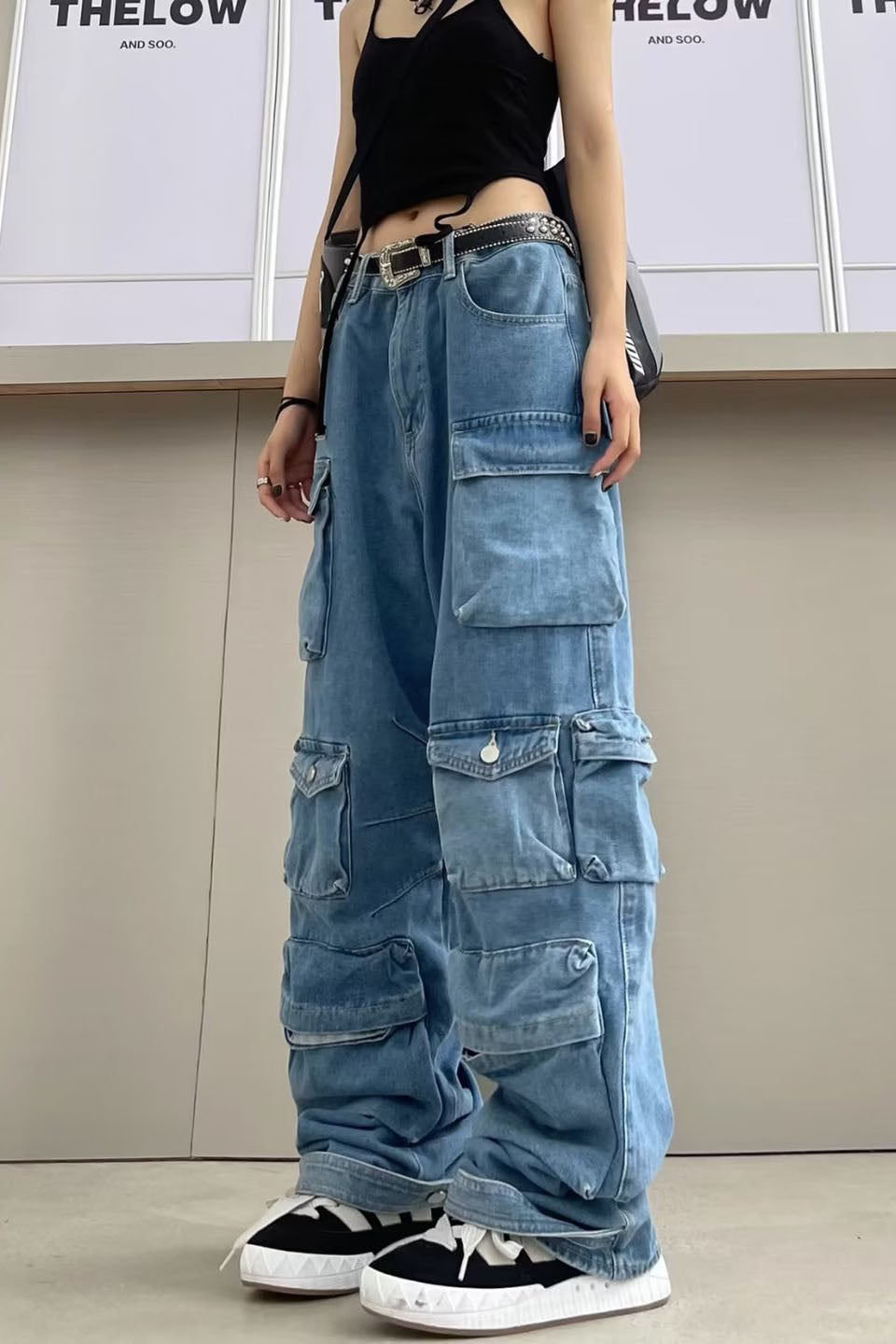 Vaqueros con cremallera y lavado claro