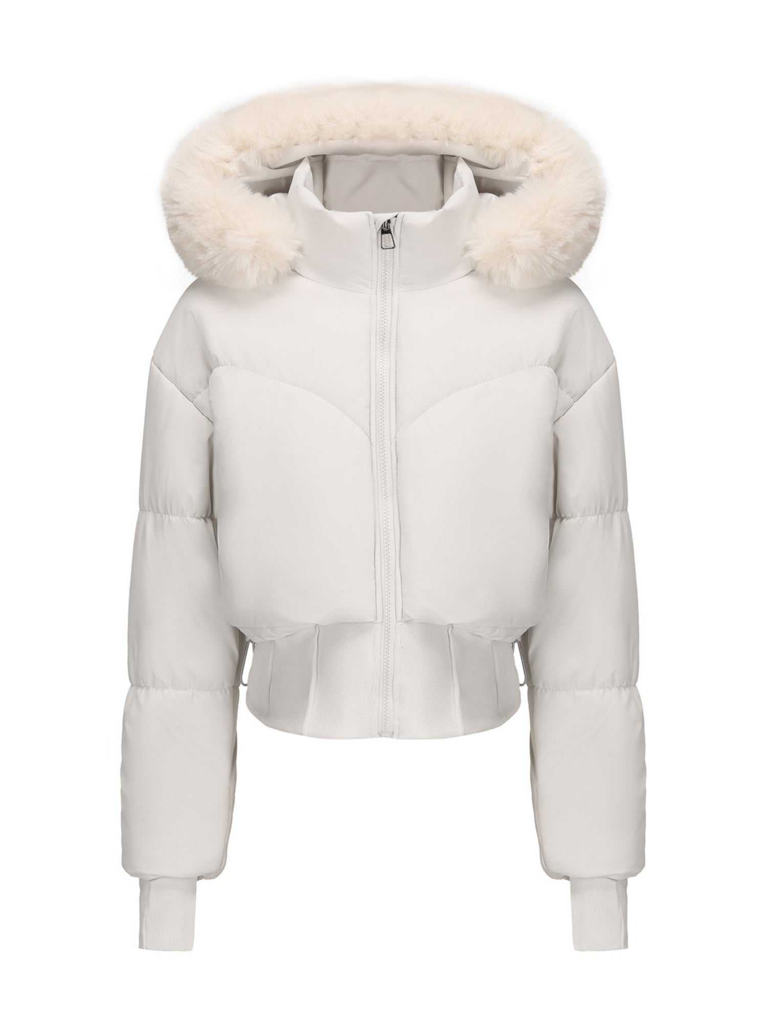 Large Fur Collar Hooded Pockets Short Waist Down Jacket