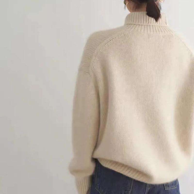 Jersey de punto de cuello alto de corte holgado para mujer | Ideal para otoño/invierno