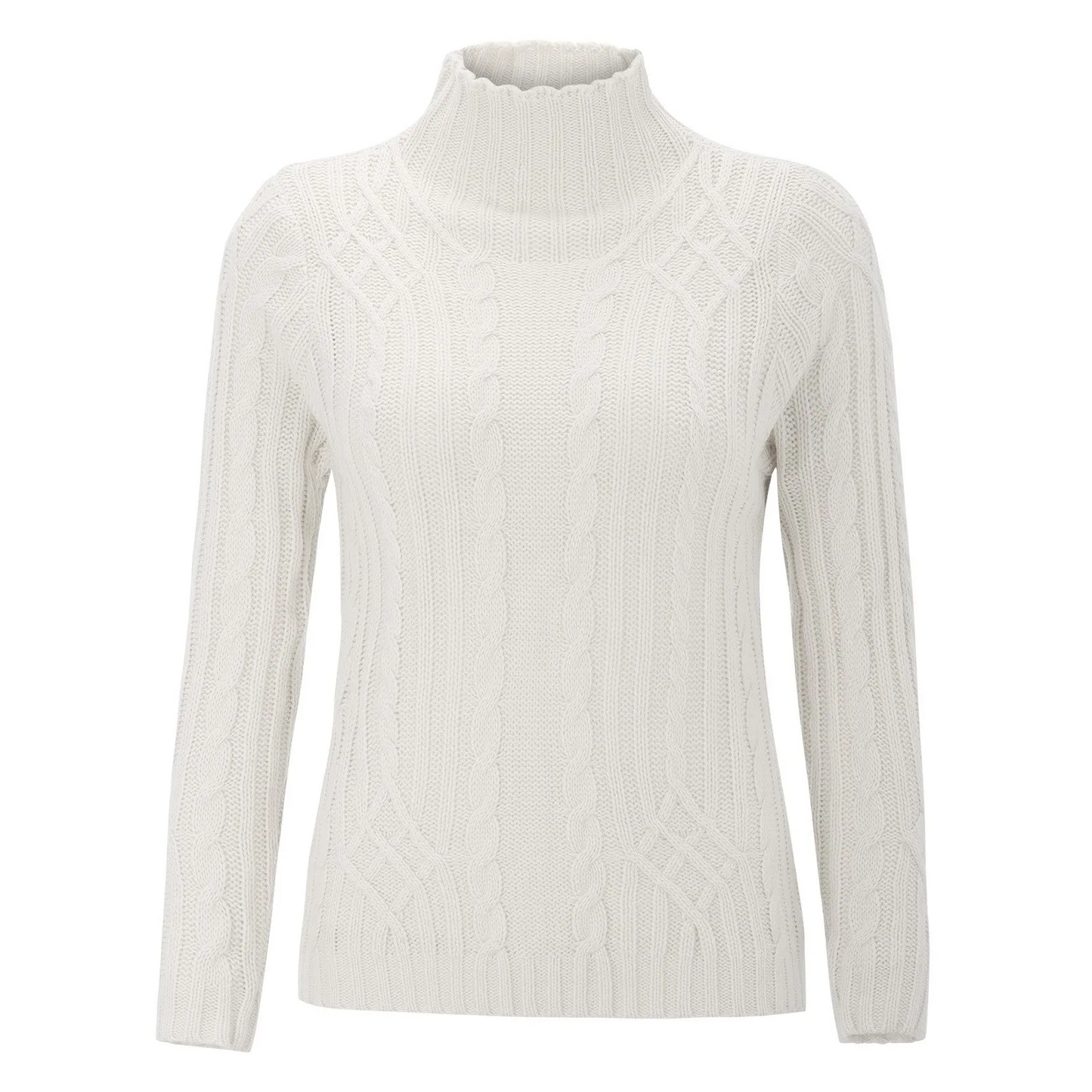 Jersey de cuello alto de punto trenzado suave para mujer | Ideal para otoño/invierno