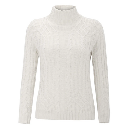Jersey de cuello alto de punto trenzado suave para mujer | Ideal para otoño/invierno