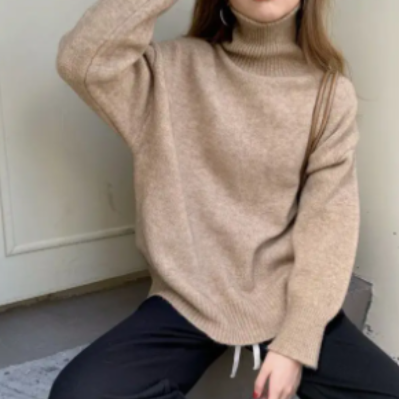 Jersey de punto holgado y suave con cuello alto para mujer | Ideal para otoño/invierno