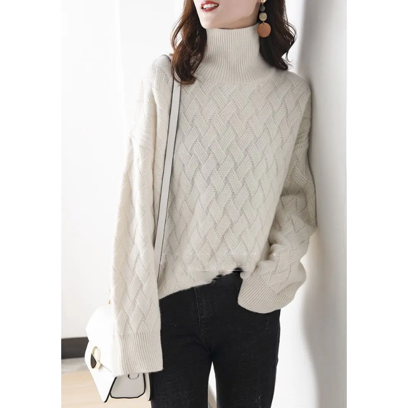 Jersey de punto grueso y moderno para mujer con estampado en zigzag | Ideal para otoño/invierno