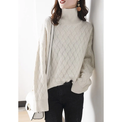 Jersey de punto grueso y moderno para mujer con estampado en zigzag | Ideal para otoño/invierno