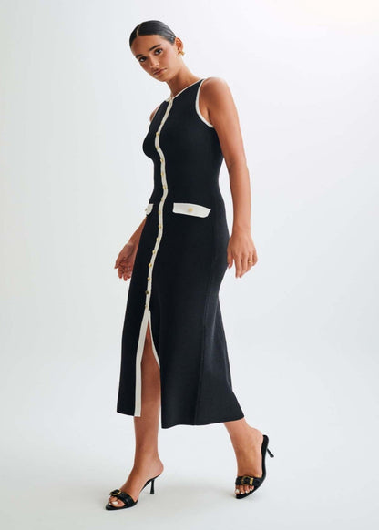 Valeria - Contrast Trim Midi Dress