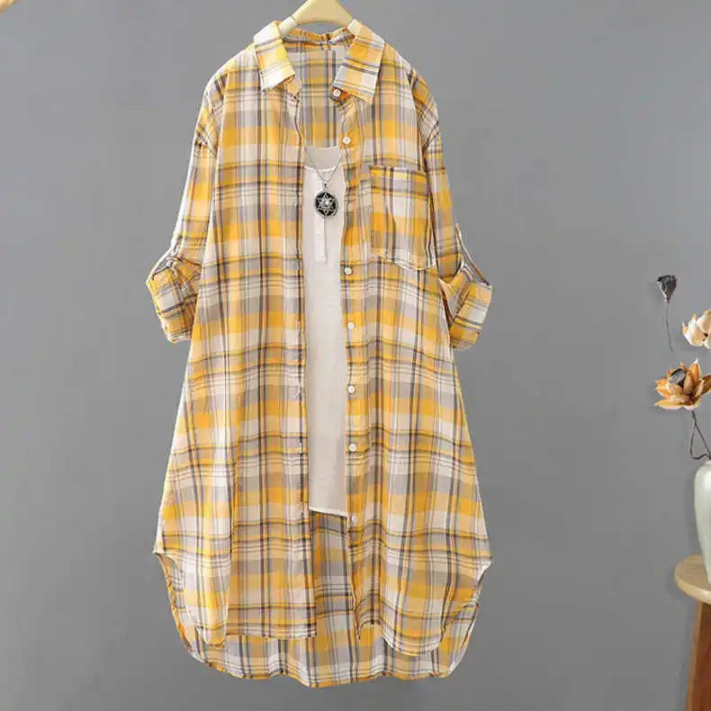 Blusa de franela a cuadros de moda para mujer | Ideal para primavera/verano