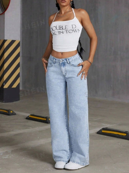 Liber Autumn Women's Embroidery Bow Jeans
