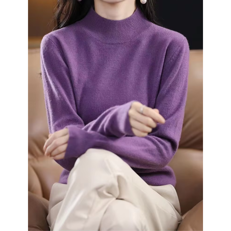 Jersey informal de cuello alto con estampado de cuadros para mujer | Ideal para otoño/invierno