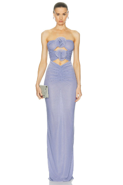 Adela Blue Strapless Cut Out Dress