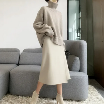 Jersey de cuello alto de punto extragrande para mujer | Ideal para otoño/invierno